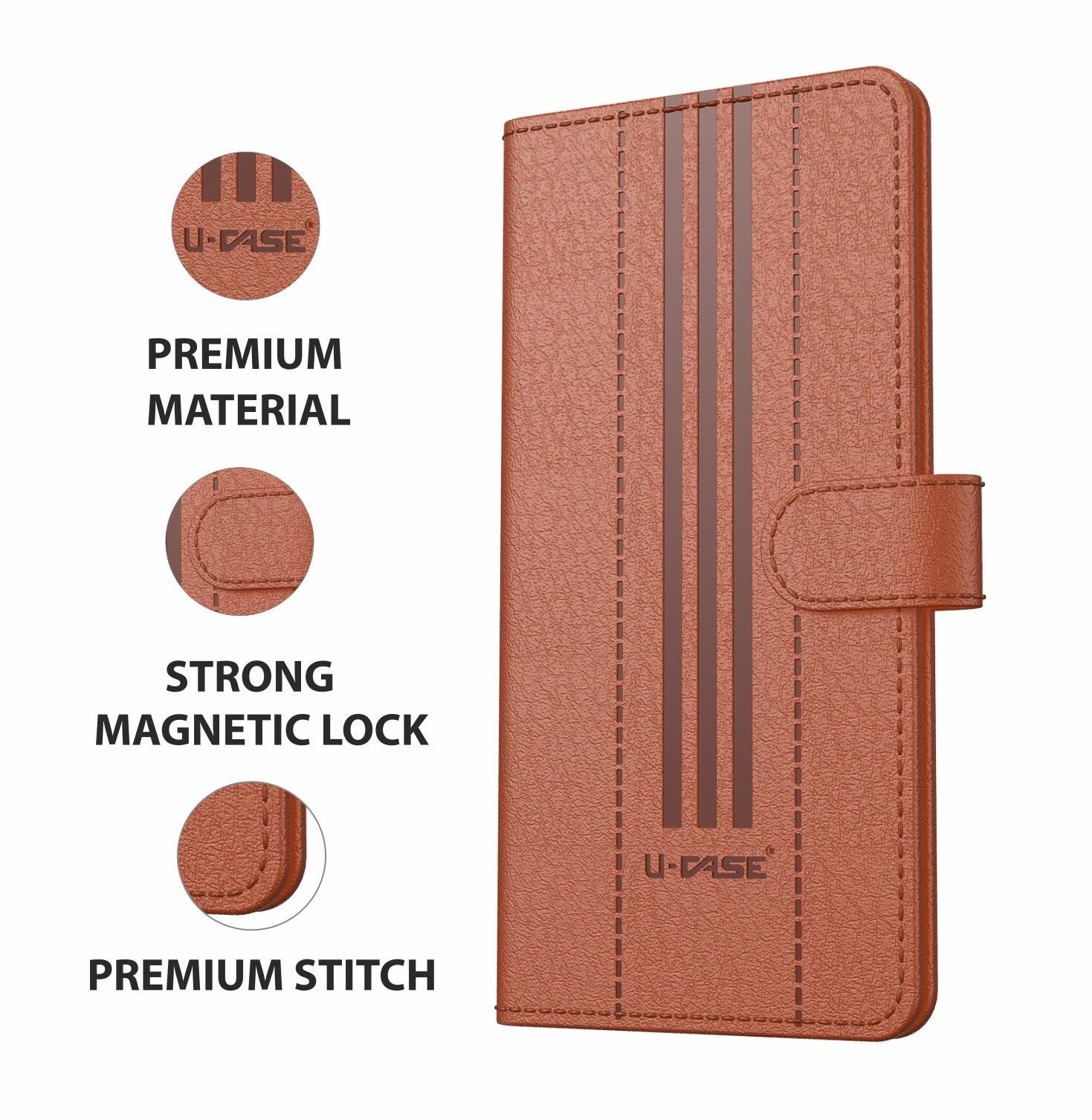 U-CASE Flip Cover for Oppo Reno 10 Pro Plus 5G Vegan Foldable Stand & Pocket Magnetic Closure - Aibex